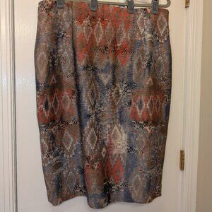 Pink and Blue Ikat Lafayette 148 Pencil Skirt size 16